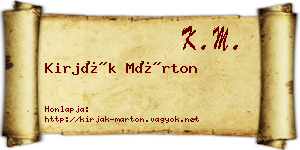 Kirják Márton névjegykártya
