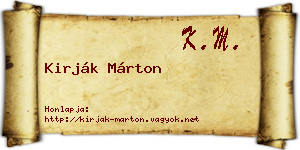 Kirják Márton névjegykártya