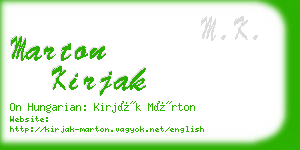 marton kirjak business card